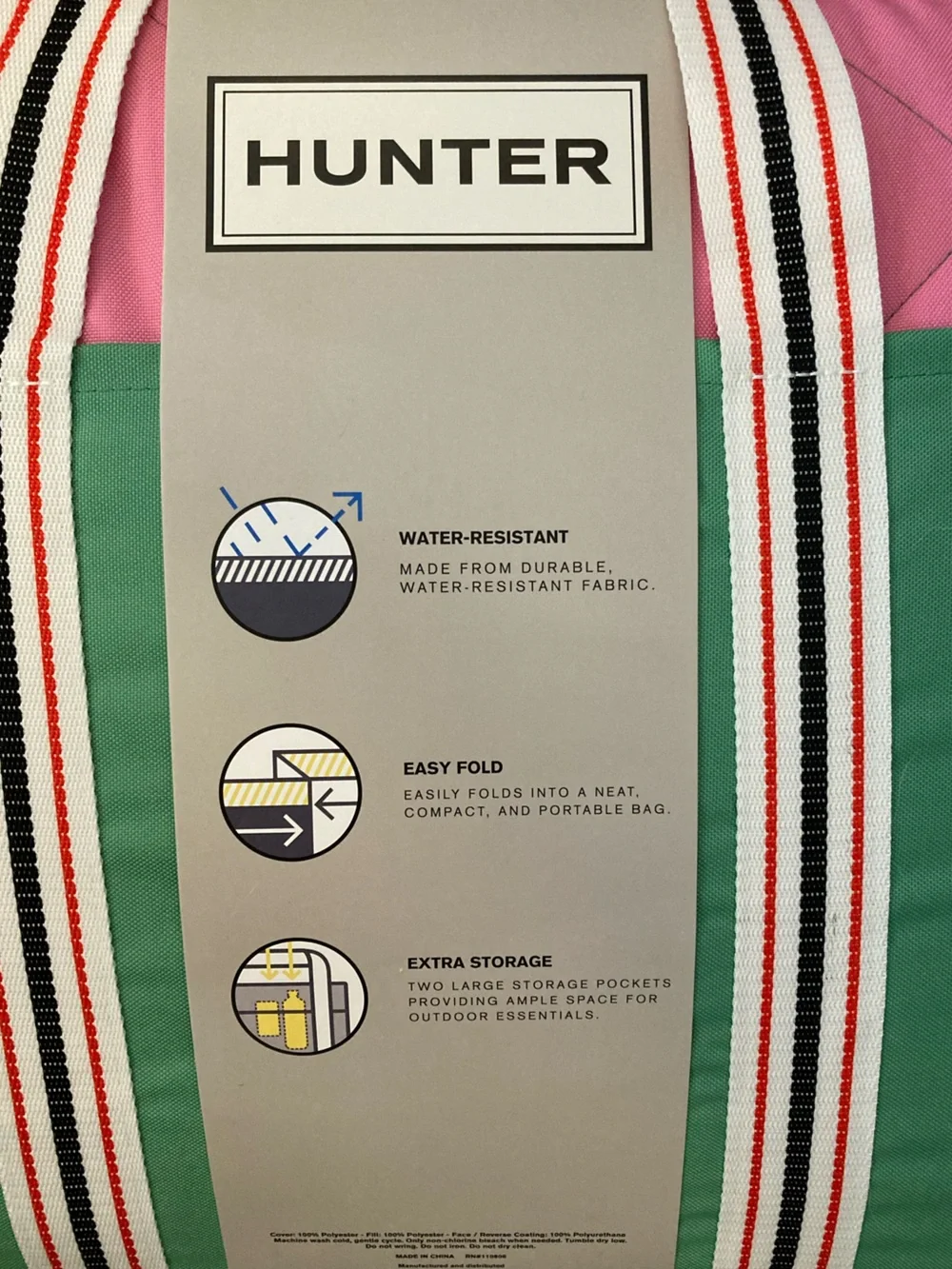HUNTER | Green/Pink Color Block Outdoor Water Resistant Packable Travel Blanket
